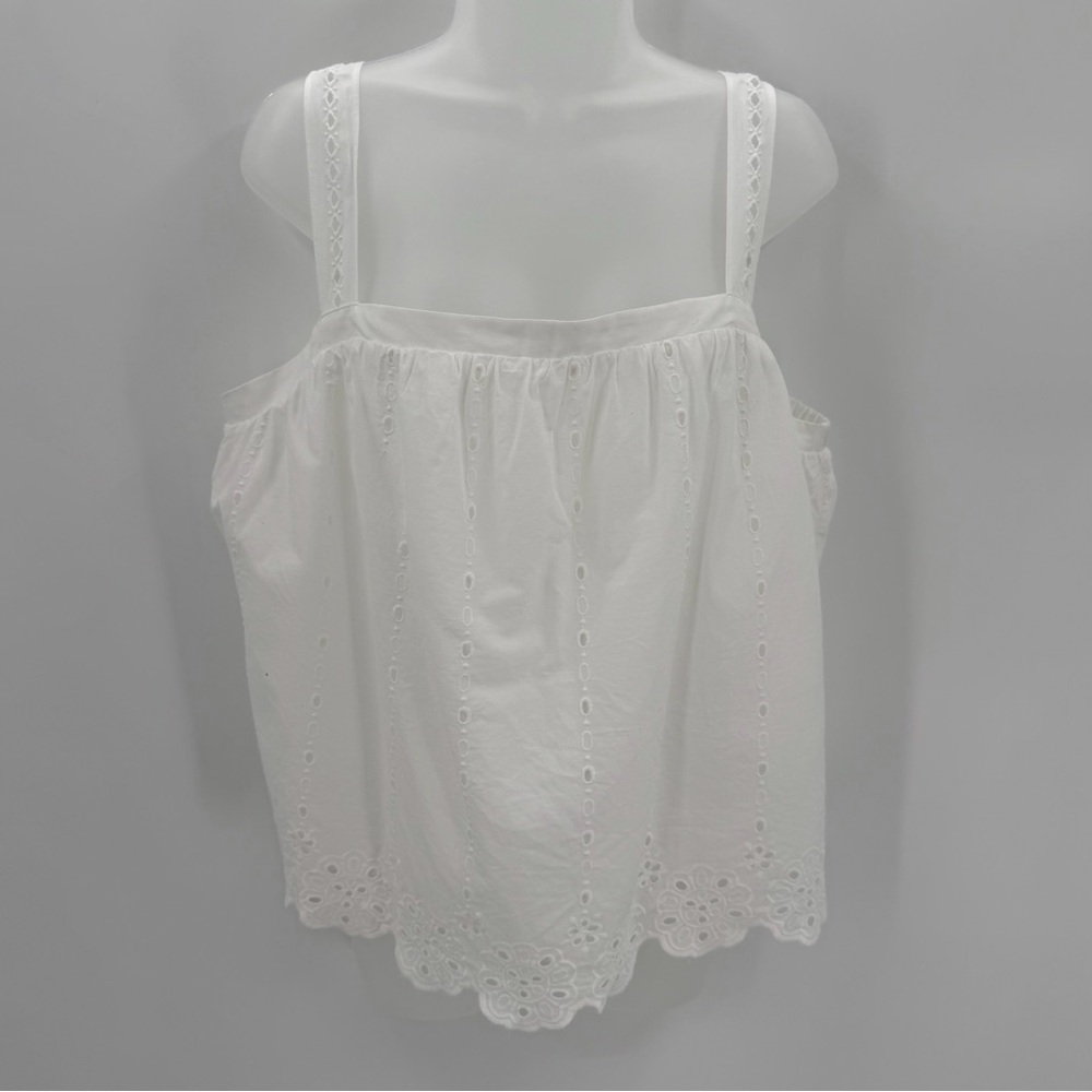 Maurice's Top Womens XL White Eyelet Tank Cottage Summer Cotton Blouse Boho